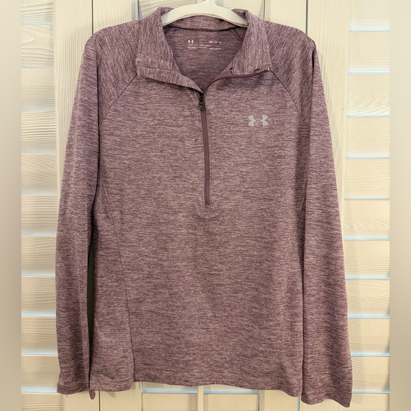 Under Armour Tops - Under Armour Heathered Purple Half-Zip Long-Sleeve Heat Gear Top. Like New!